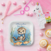 Schattigee Baby Otter Boy Baby shower Papieren Bordje (Feest)