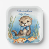 Schattigee Baby Otter Boy Baby shower Papieren Bordje (Voorkant)