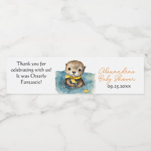 Schattigee Baby Otter Genderneutraal Baby shower Waterfles Etiket