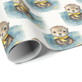 Schattigee Baby Otter Genderneutraal Cadeaupapier (Rol Hoek)