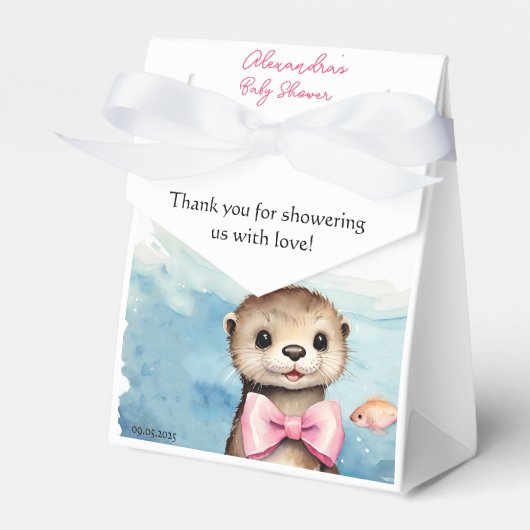 Schattigee Baby Otter Meisje Baby shower Bedankdoosjes (Voorkant Zijde)