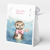 Schattigee Baby Otter Meisje Baby shower Bedankdoosjes (Achterkant)