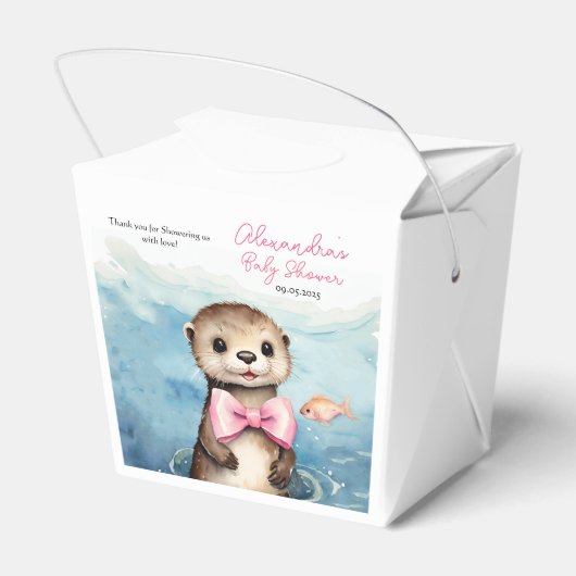 Schattigee Baby Otter Meisje Baby shower Bedankdoosjes (Achterkant)