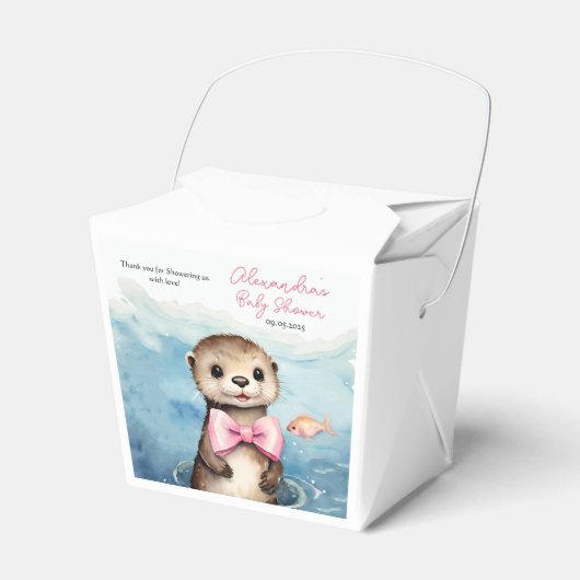 Schattigee Baby Otter Meisje Baby shower Bedankdoosjes (Voorkant Zijde)