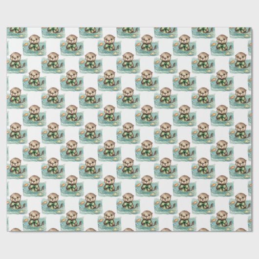 Schattigee Baby Otter neutraal Cadeaupapier (Vlak)