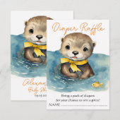 Schattigee Baby Otter Neutral Baby shower Luier Ra Informatiekaartje (Voorkant / Achterkant)