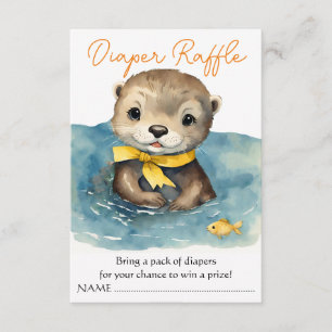 Schattigee Baby Otter Neutral Baby shower Luier Ra Informatiekaartje
