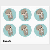 Schattigee Baby Otter Pup Ronde Sticker (Vel)