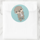 Schattigee Baby Otter Pup Ronde Sticker (Tas)