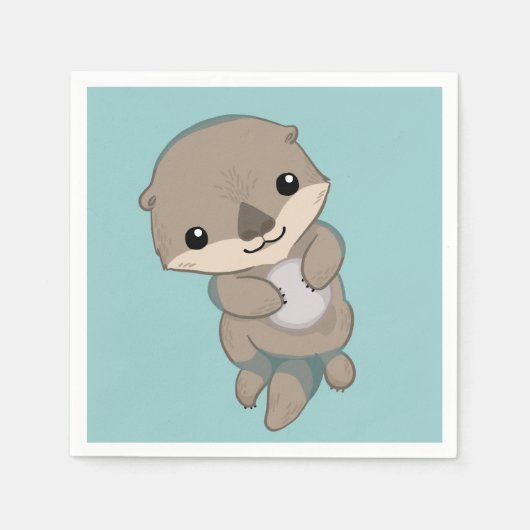 Schattigee Baby Otter Pup Servetten (Voorkant)
