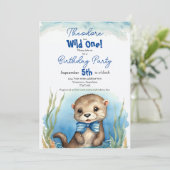 Schattigee Baby Otter Wild One Boy Verjaardag Kaart (Staand voorkant)