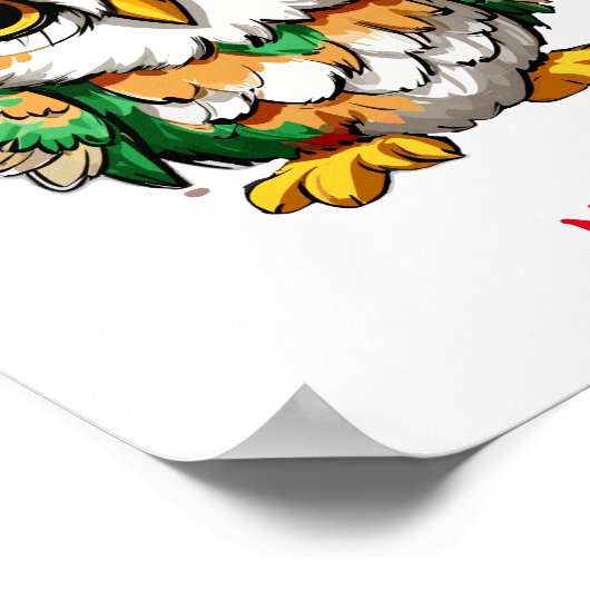 Schattigee Baby Owl aangepaste naam Poster (Hoek)