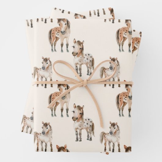 Schattigee baby paarden inpakpapier vel (In situ)