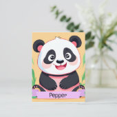 Schattigee Baby Panda aangepaste naam Briefkaart (Staand voorkant)
