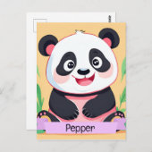 Schattigee Baby Panda aangepaste naam Briefkaart (Voorkant / Achterkant)