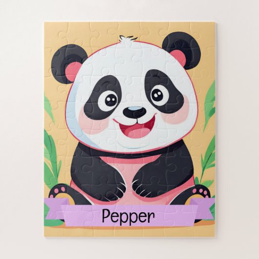 Schattigee Baby Panda aangepaste naam Legpuzzel (Verticaal)