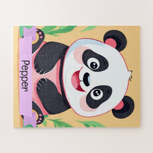 Schattigee Baby Panda aangepaste naam Legpuzzel (Horizontaal)