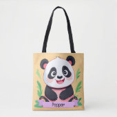 Schattigee Baby Panda aangepaste naam Tote Bag (Voorkant)