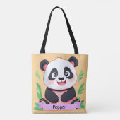 Schattigee Baby Panda aangepaste naam Tote Bag (Achterkant)