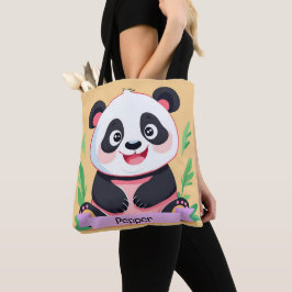 Schattigee Baby Panda aangepaste naam Tote Bag