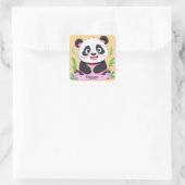 Schattigee Baby Panda aangepaste naam Vierkante Sticker (Tas)