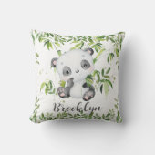 Schattigee Baby Panda Beer Groene Bamboe Groen Kwe Kussen (Voorkant)