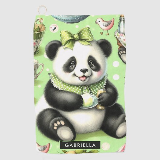 Schattigee Baby Panda Golfhanddoek (Voorkant)