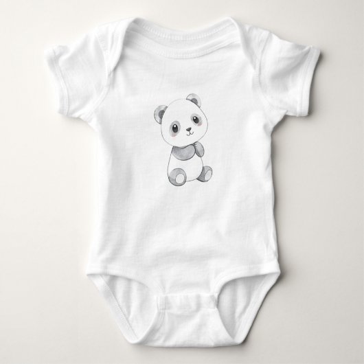 Schattigee Baby Panda Illustratie Baby Jersey Body Romper (Voorkant)