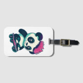 Schattigee Baby Panda met mohawk | Schaatser Panda Bagagelabel (Voorkant (horizontaal))