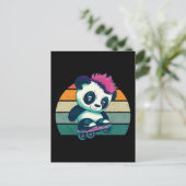 Schattigee Baby Panda met mohawk | Schaatser Panda Briefkaart (Staand voorkant)
