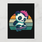 Schattigee Baby Panda met mohawk | Schaatser Panda Briefkaart (Voorkant)