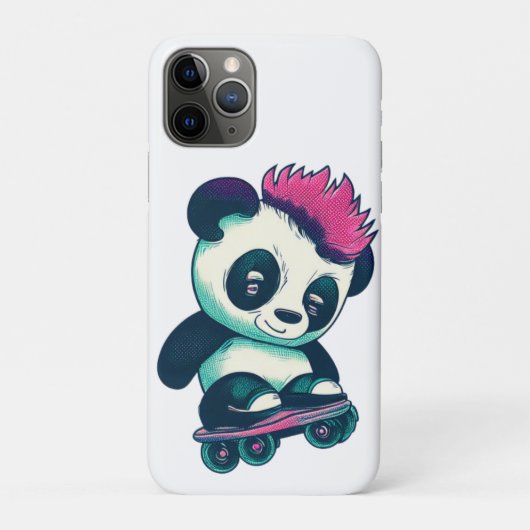 Schattigee Baby Panda met mohawk | Schaatser Panda Case-Mate iPhone Case (Achterkant)