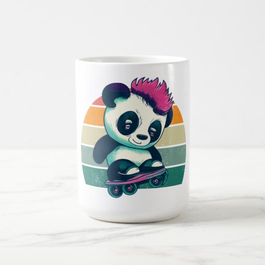 Schattigee Baby Panda met mohawk | Schaatser Panda Koffiemok (Center)