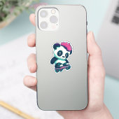 Schattigee Baby Panda met mohawk | Schaatser Panda Sticker (Telefoon)