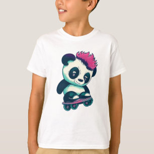 Schattigee Baby Panda met mohawk Schaatser Panda T-shirt