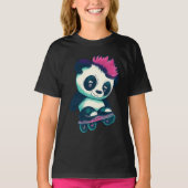 Schattigee Baby Panda met mohawk | Schaatser Panda T-shirt (Voorkant)