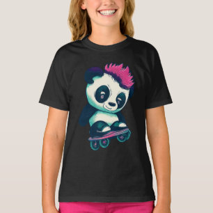 Schattigee Baby Panda met mohawk Schaatser Panda T-shirt