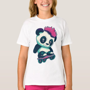 Schattigee Baby Panda met mohawk Schaatser Panda T-shirt