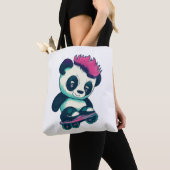 Schattigee Baby Panda met mohawk | Schaatser Panda Tote Bag (Dichtbij)