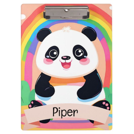 Schattigee Baby Panda Rainbow Klembord (Voorkant)