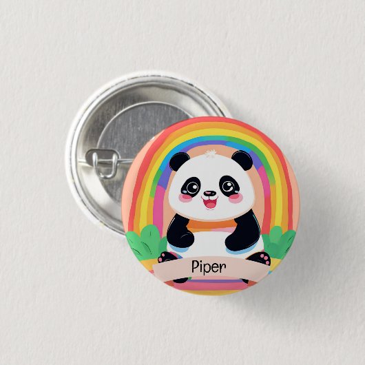 Schattigee Baby Panda Rainbow Ronde Button 3,2 Cm (Voorkant /achterkant)
