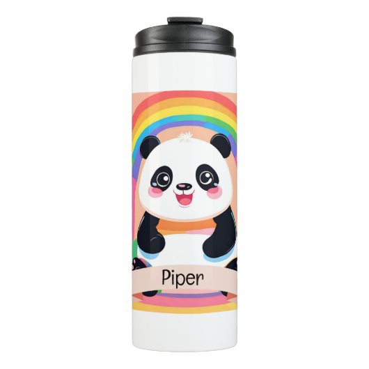 Schattigee Baby Panda Rainbow Thermosbeker (Voorkant)
