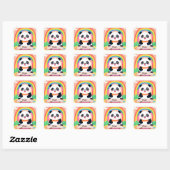Schattigee Baby Panda Rainbow Vierkante Sticker (Vel)