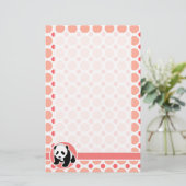 Schattigee Baby panda; roze & koraal polka stippen Briefpapier (Staand voorkant)