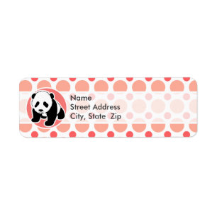 Schattigee Baby panda; roze & koraal polka stippen Etiket