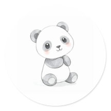 Schattigee Baby Panda Sticker Waterverf Illustrati