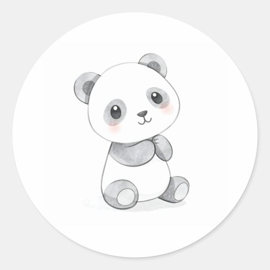 Schattigee Baby Panda Sticker Waterverf Illustrati (Voorkant)