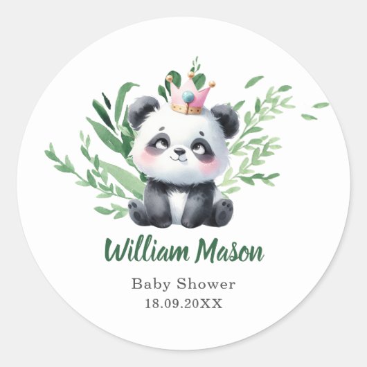 Schattigee Baby Panda Waterverf groen Ronde Sticker (Voorkant)