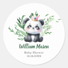 Schattigee Baby Panda Waterverf groen Ronde Sticker
