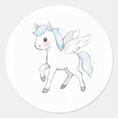 Schattigee Baby Pegasus Waterverf Print Sticker (Voorkant)